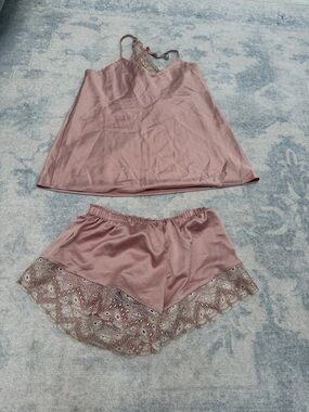 Flora Nikrooz Rose Blush Satin Cami & Lace-Trim Shorts Set